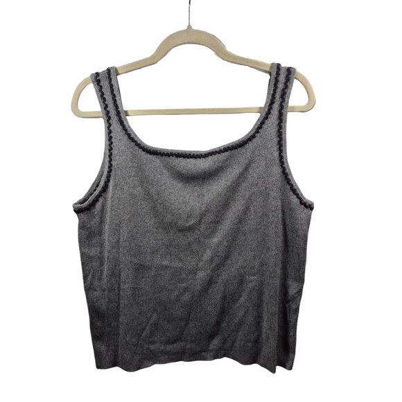 MAG Sweater Womens XL Gray Knit Vest Silk Cashmere Blend Sleeveless Top Y2K - Picture 1 of 6